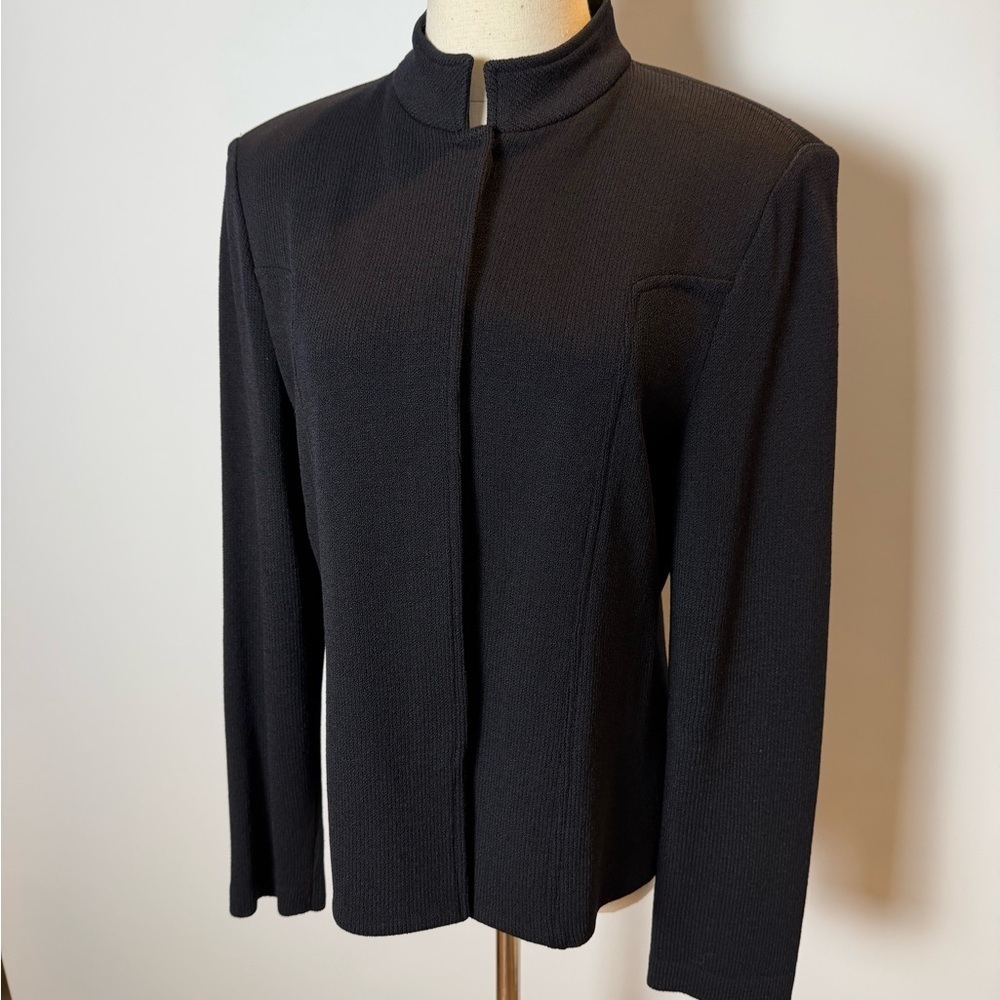 St. John Black Textured Knit Jacket Size 10 - Picture 4 of 10